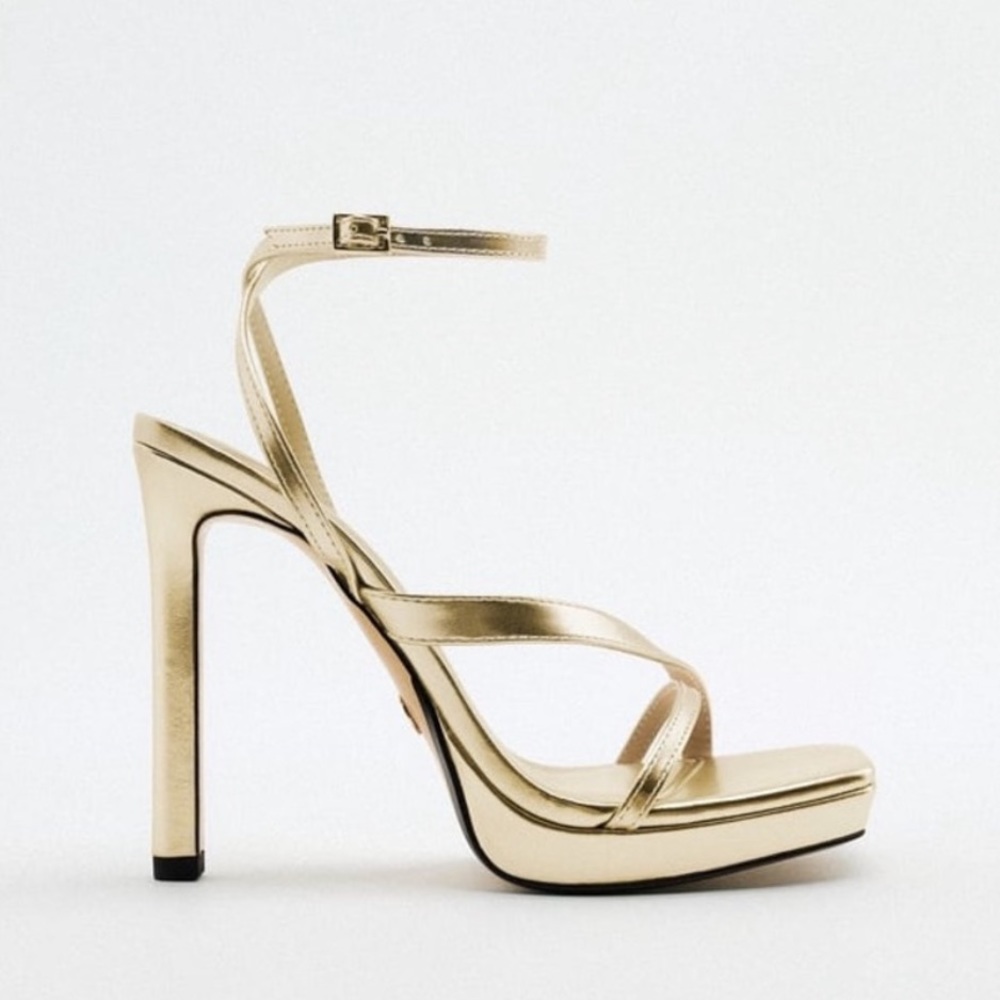 Zara gold platform heels